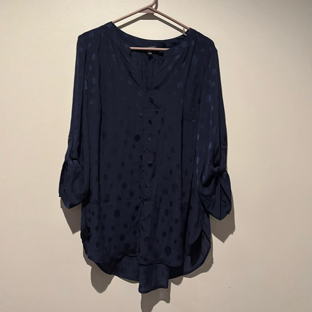 Navy patterned tunic blouse